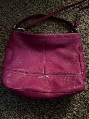 Coach Pebbled Leather Shoulder Bag in Fuchsia